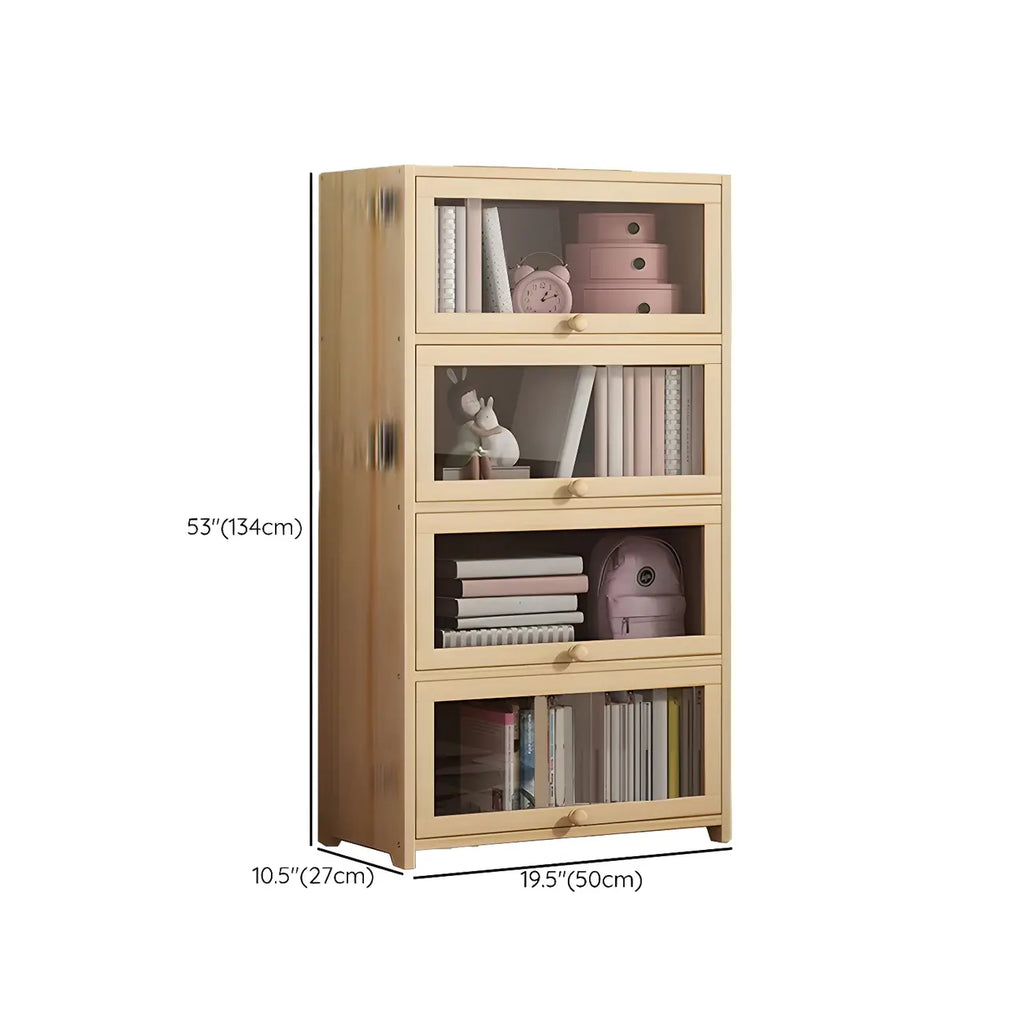 Vitrine classique en bois naturel avec portes en acrylique