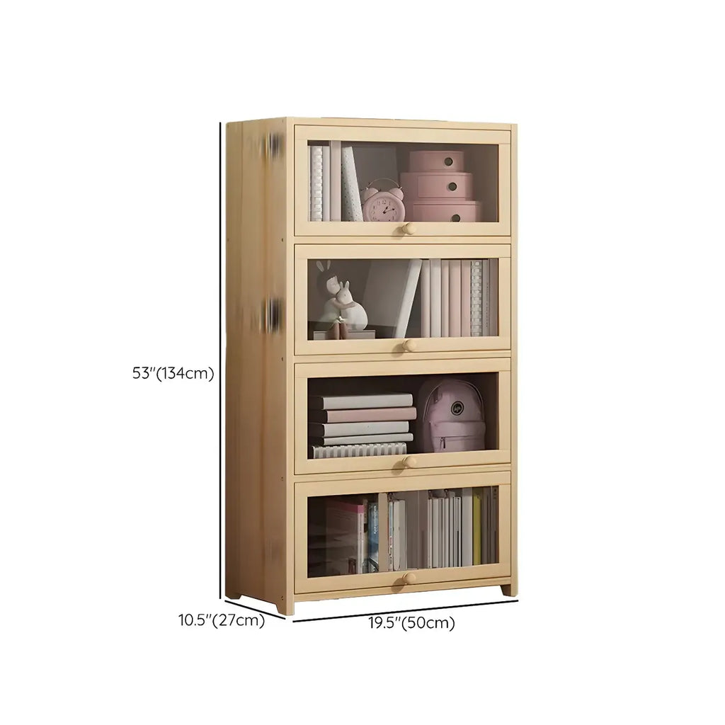 Vitrine classique en bois naturel avec portes en acrylique