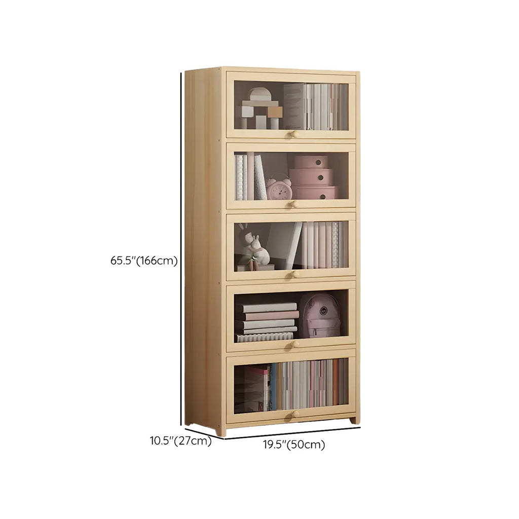 Vitrine classique en bois naturel avec portes en acrylique