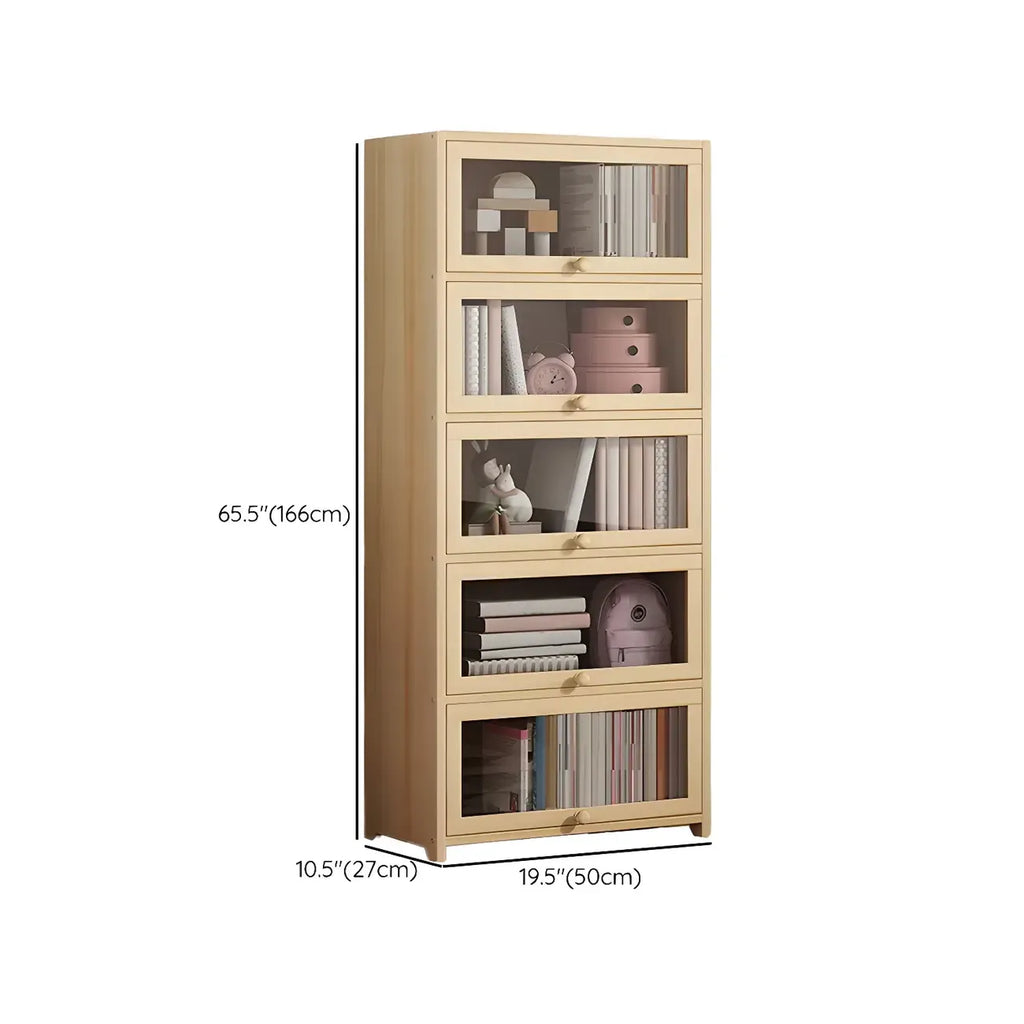 Vitrine classique en bois naturel avec portes en acrylique