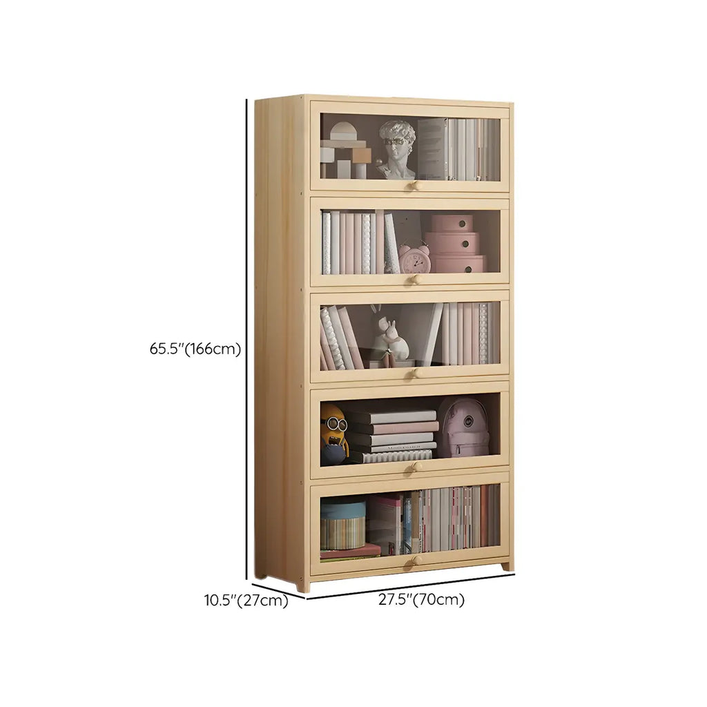 Vitrine classique en bois naturel avec portes en acrylique