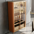 Vitrine à vin élégante en bois orange avec porte vitrée