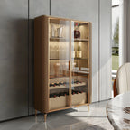 Vitrine à vin élégante en bois orange avec porte vitrée