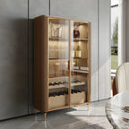 Vitrine à vin élégante en bois orange avec porte vitrée
