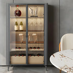 Vitrine à vin élégante en bois orange avec porte vitrée
