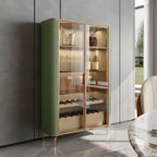 Vitrine à vin élégante en bois orange avec porte vitrée