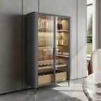 Vitrine à vin élégante en bois orange avec porte vitrée
