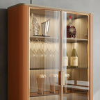 Vitrine à vin élégante en bois orange avec porte vitrée
