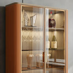 Vitrine à vin élégante en bois orange avec porte vitrée