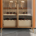 Vitrine à vin élégante en bois orange avec porte vitrée