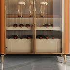 Vitrine à vin élégante en bois orange avec porte vitrée