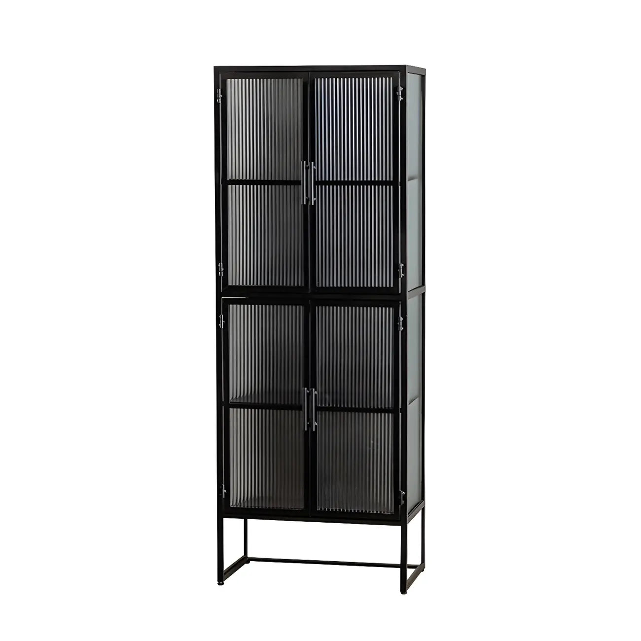 Vitrine contemporaine en métal et porte en verre blanc