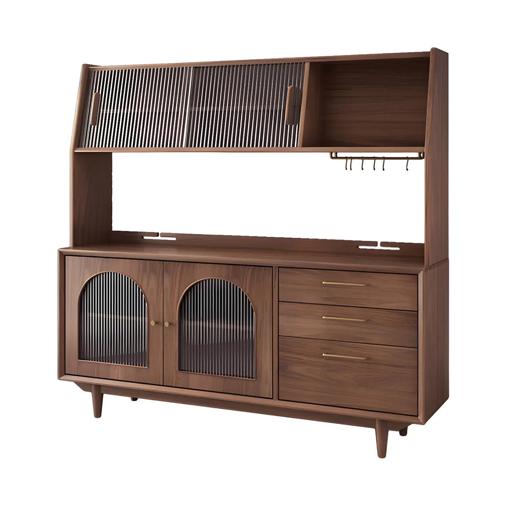 vaisselier de rangement en bois de cerisier avec portes vitrées
