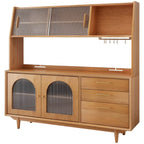 vaisselier de rangement en bois de cerisier avec portes vitrées