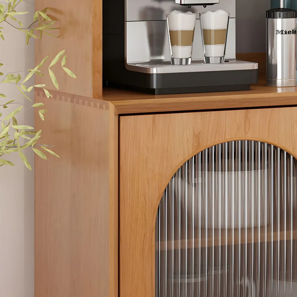 vaisselier de rangement en bois de cerisier avec portes vitrées