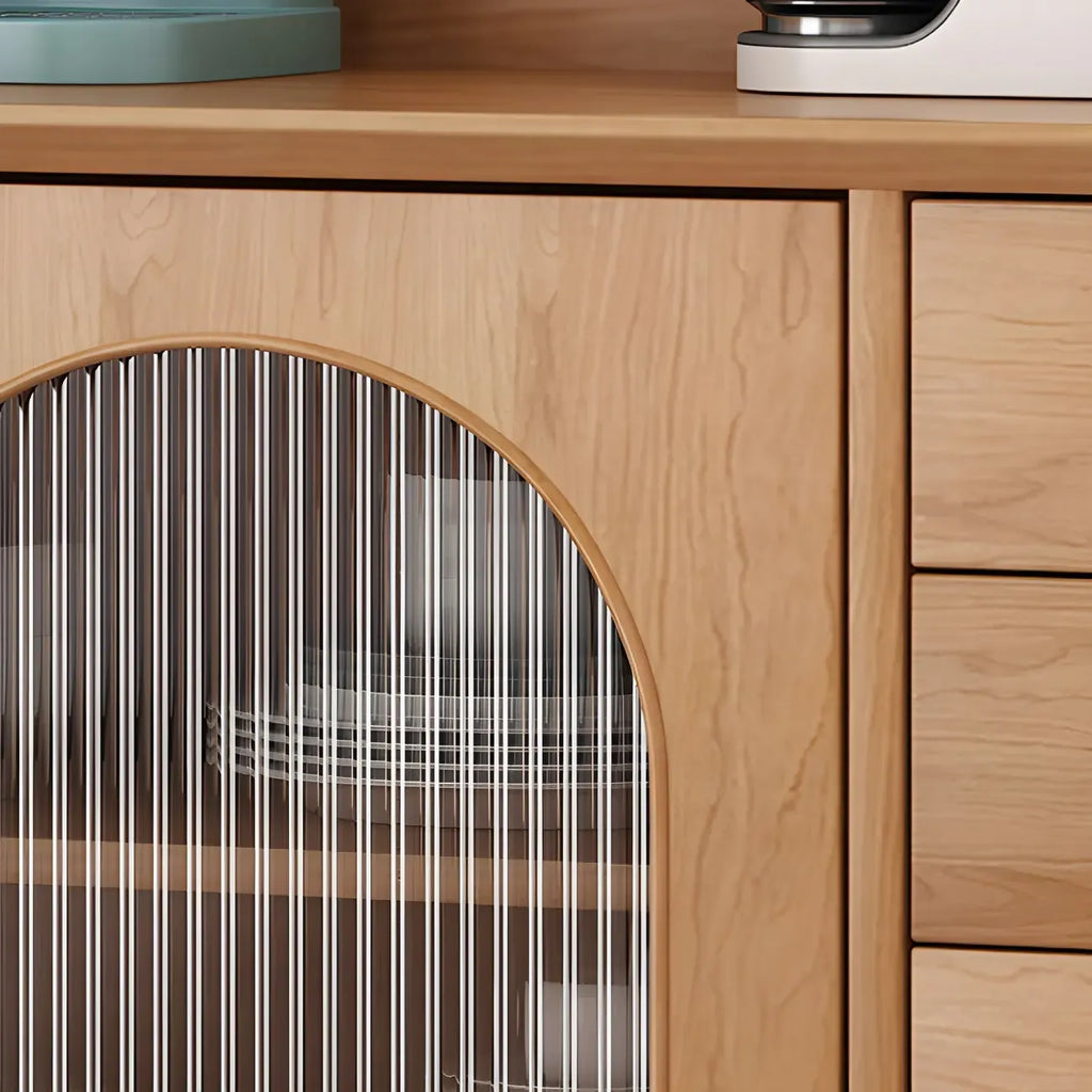 vaisselier de rangement en bois de cerisier avec portes vitrées