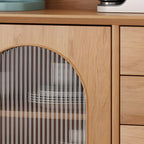 vaisselier de rangement en bois de cerisier avec portes vitrées