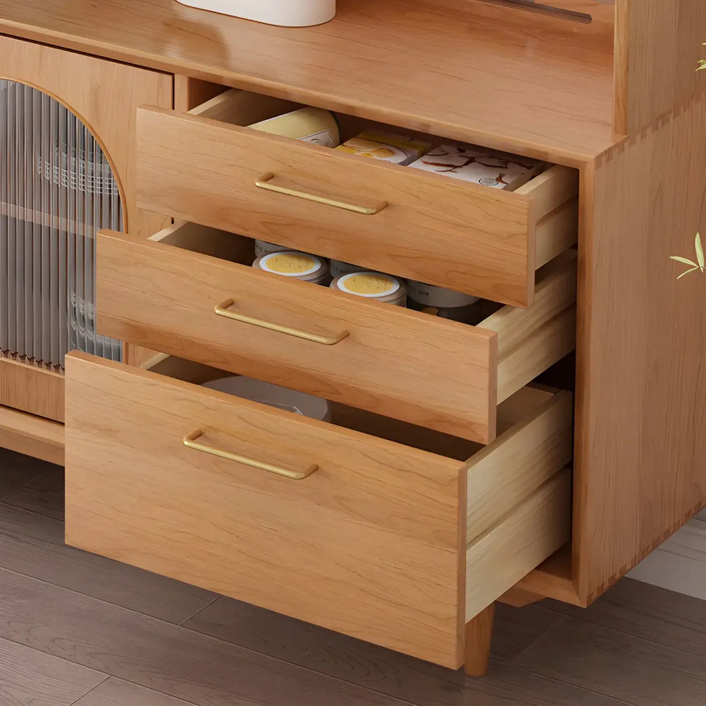 vaisselier de rangement en bois de cerisier avec portes vitrées