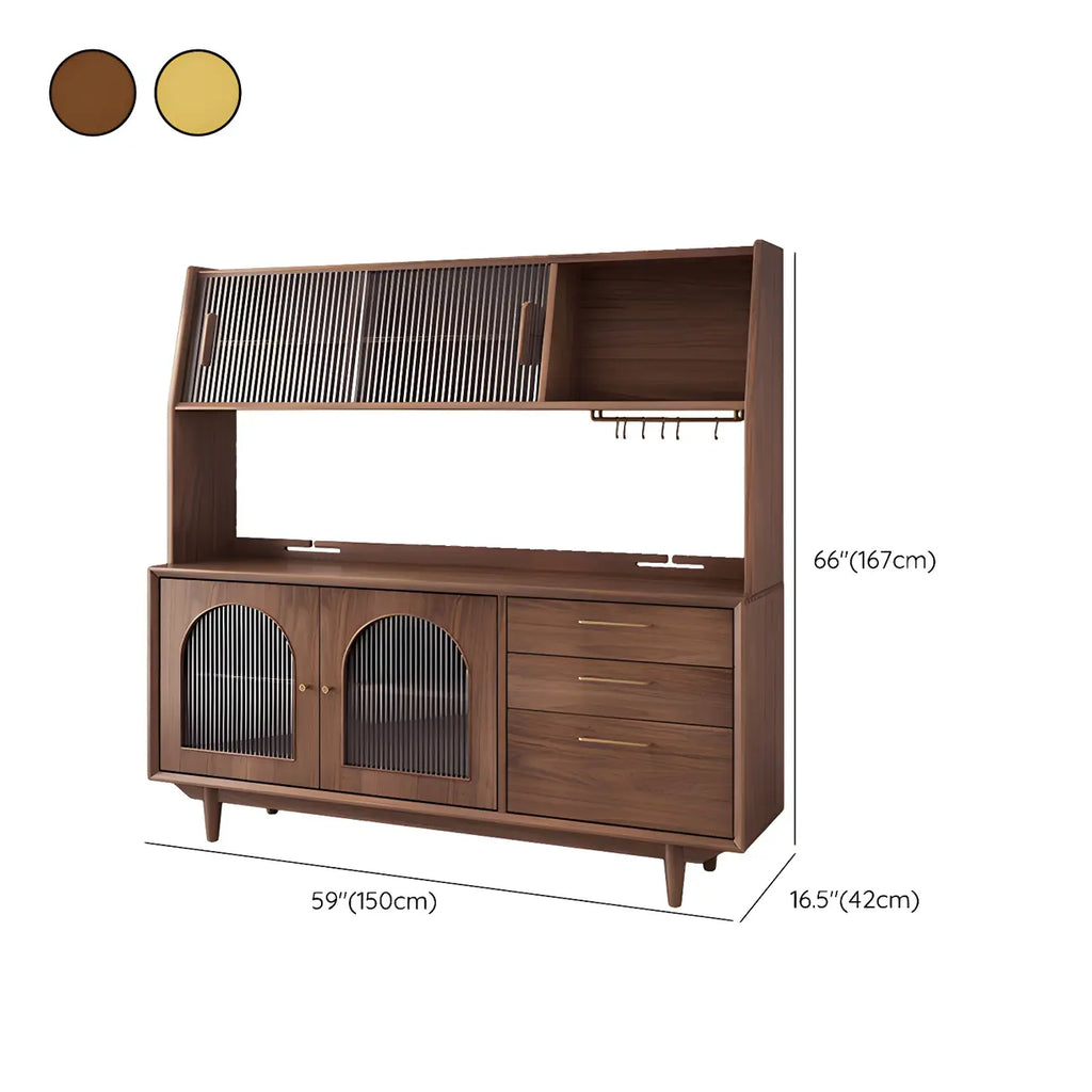 vaisselier de rangement en bois de cerisier avec portes vitrées