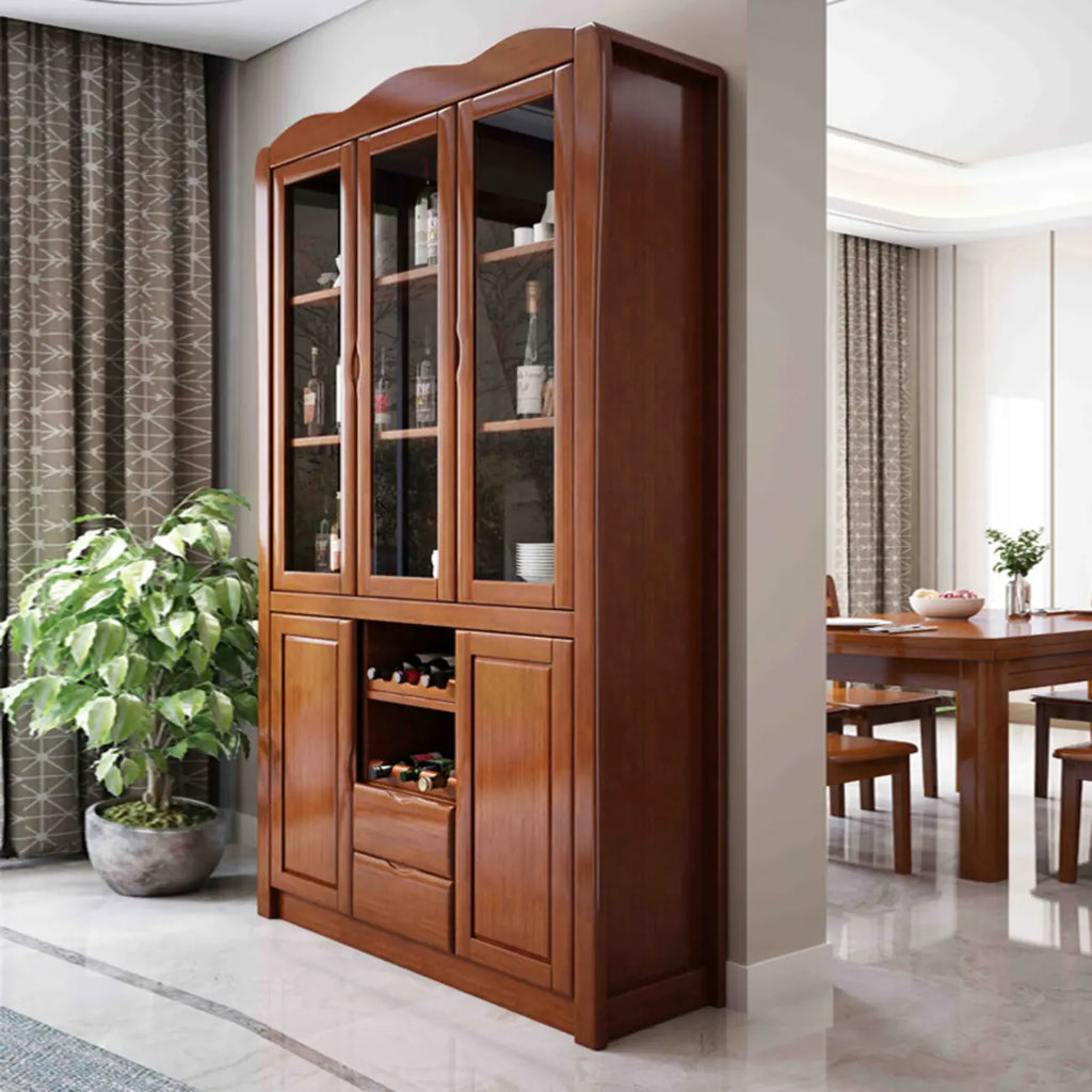 Armoire à vin classique autoportante en bois naturel pour salon
