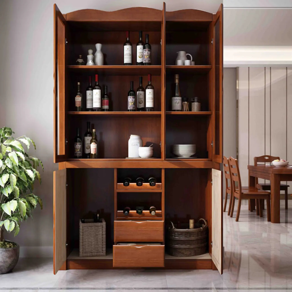 Armoire à vin classique autoportante en bois naturel pour salon