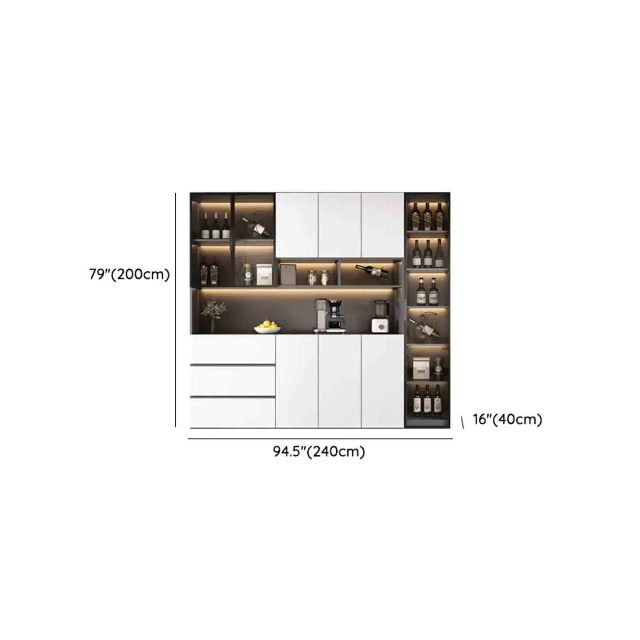 Cave à vin à plusieurs niveaux avec porte vitrée, plancher en bois et éclairage intégré