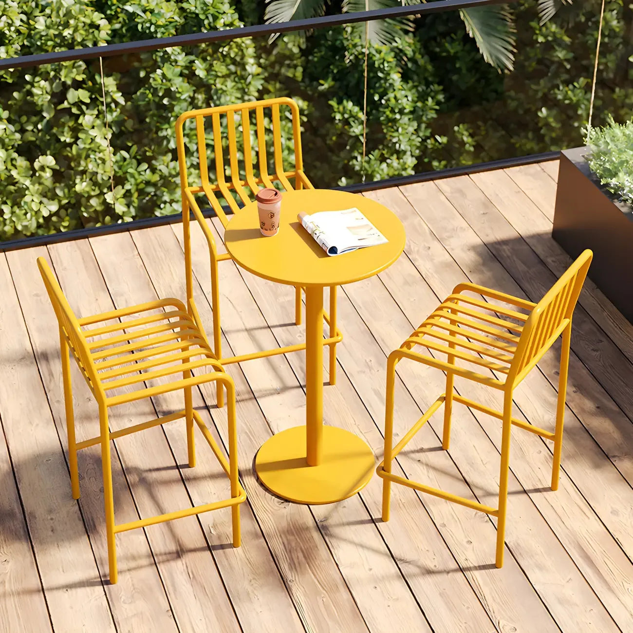 Tabourets de bar carrés Matel pour intérieur et extérieur avec dossier