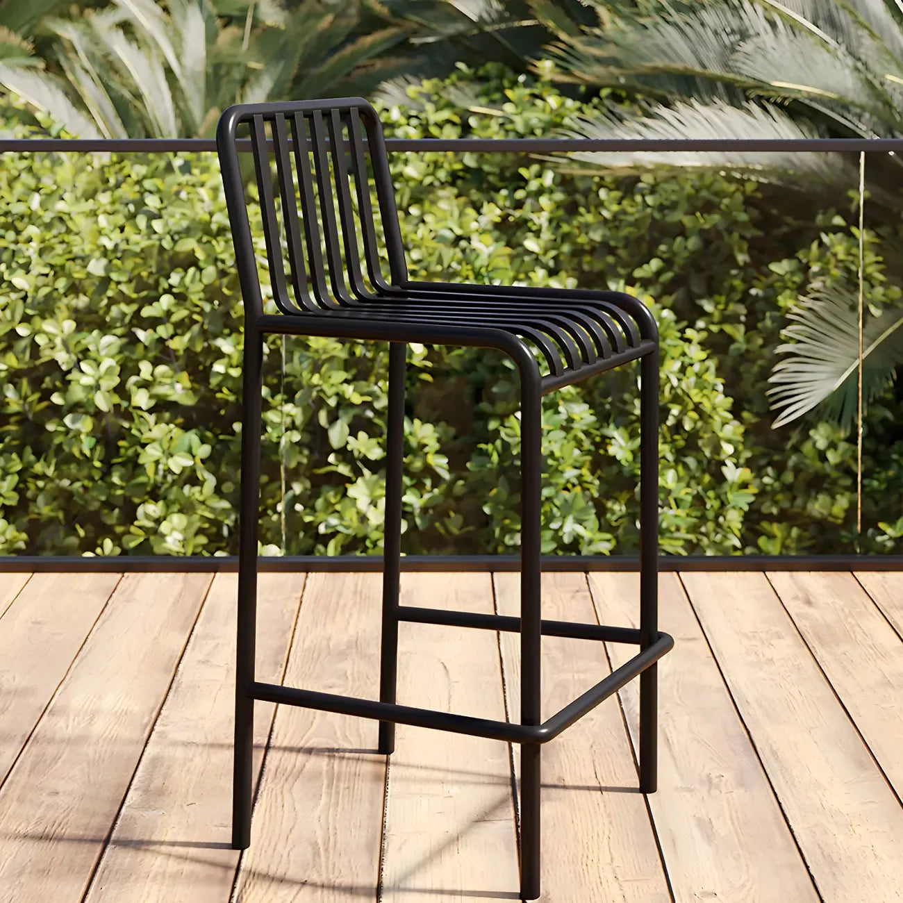 Tabourets de bar carrés Matel pour intérieur et extérieur avec dossier