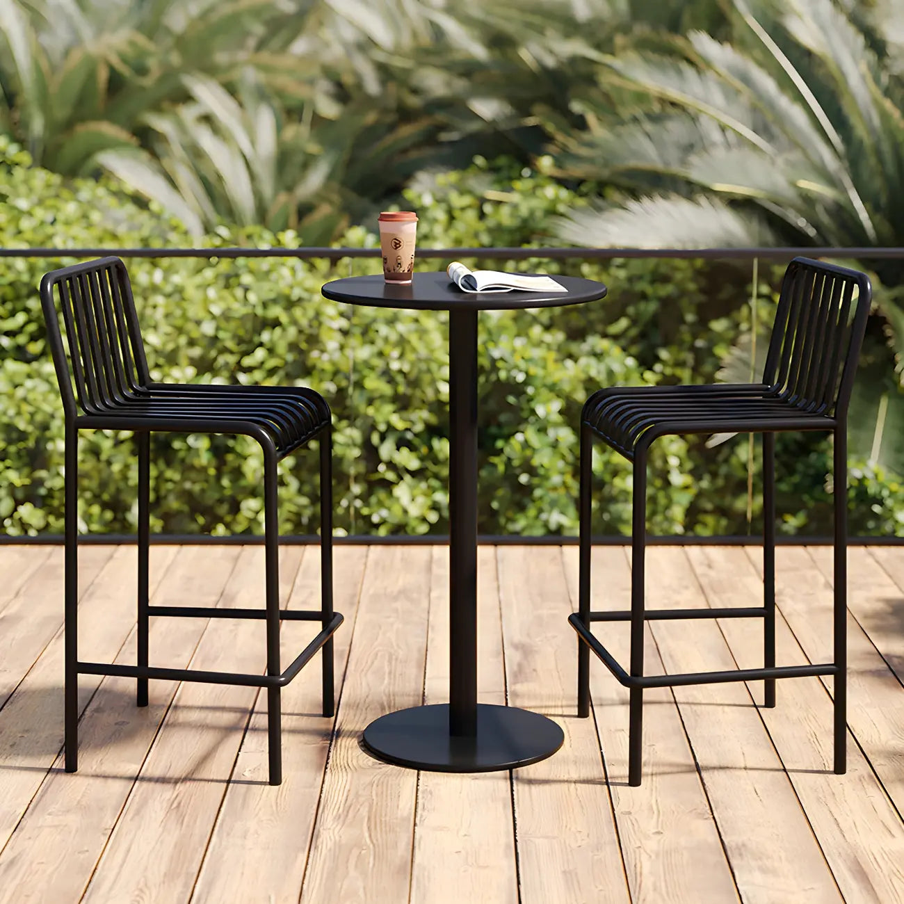 Tabourets de bar carrés Matel pour intérieur et extérieur avec dossier