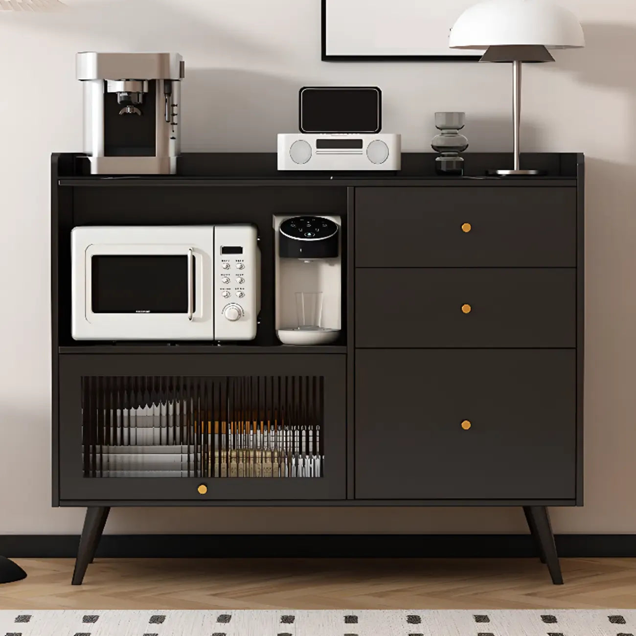 Buffet noir élégant pour un salon moderne