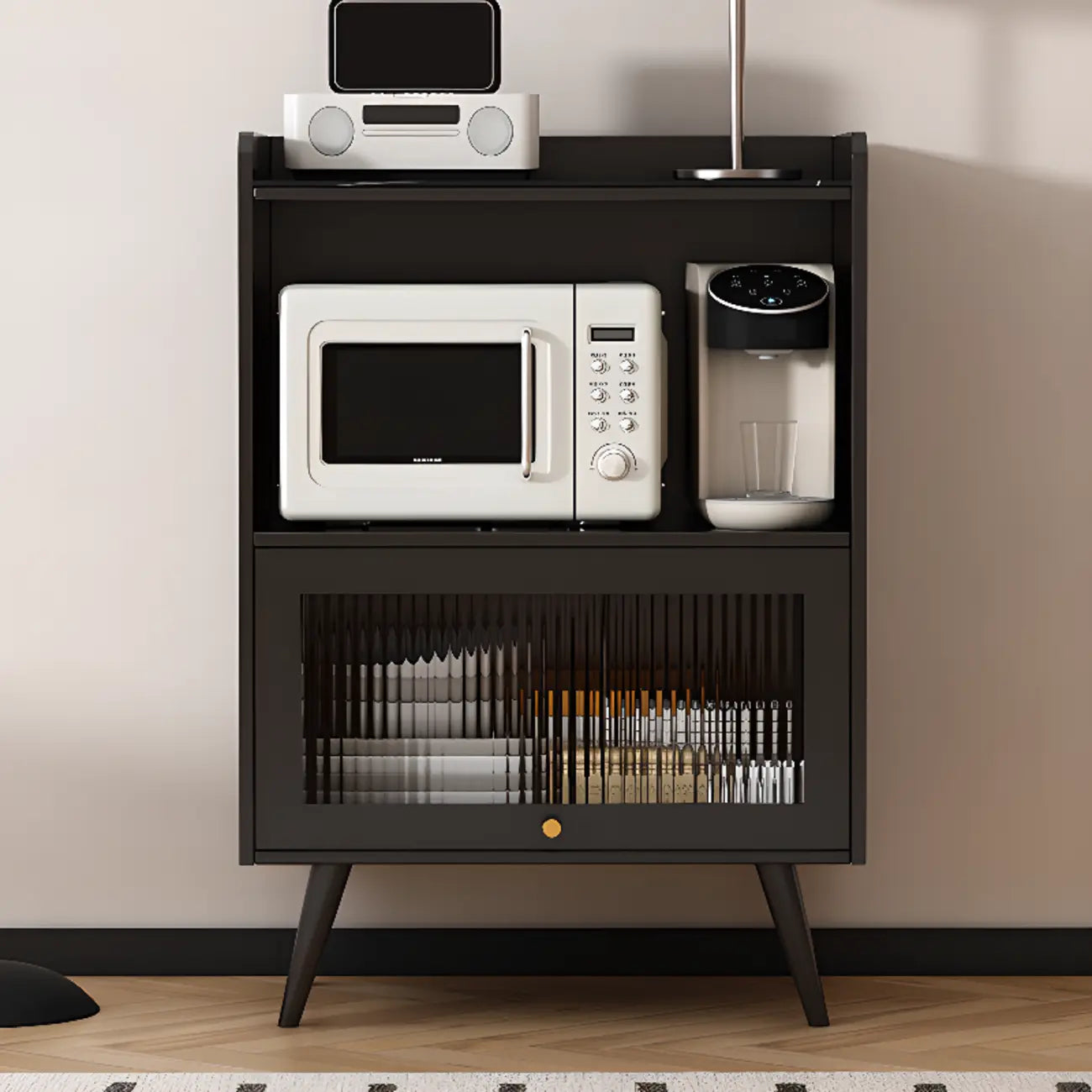Buffet noir élégant pour un salon moderne