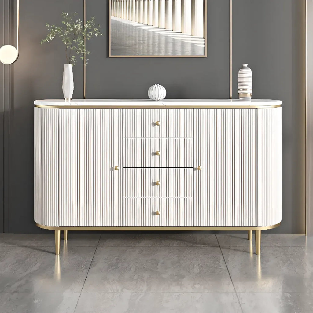 Armoire de rangement ovale imperméable Glam Stone avec 4 tiroirs