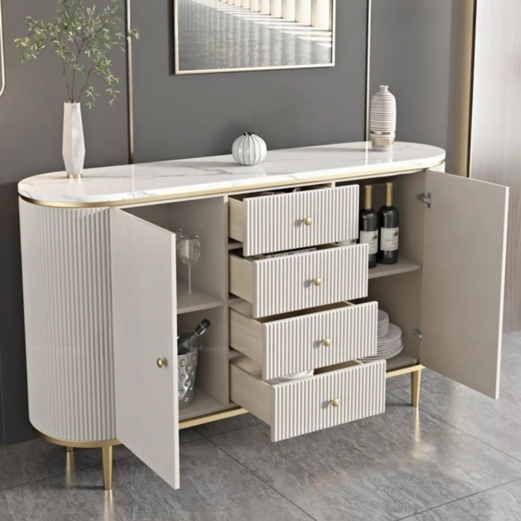 Armoire de rangement ovale imperméable Glam Stone avec 4 tiroirs