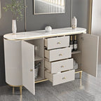 Armoire de rangement ovale imperméable Glam Stone avec 4 tiroirs