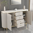 Armoire de rangement ovale imperméable Glam Stone avec 4 tiroirs