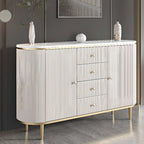 Armoire de rangement ovale imperméable Glam Stone avec 4 tiroirs