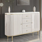 Armoire de rangement ovale imperméable Glam Stone avec 4 tiroirs