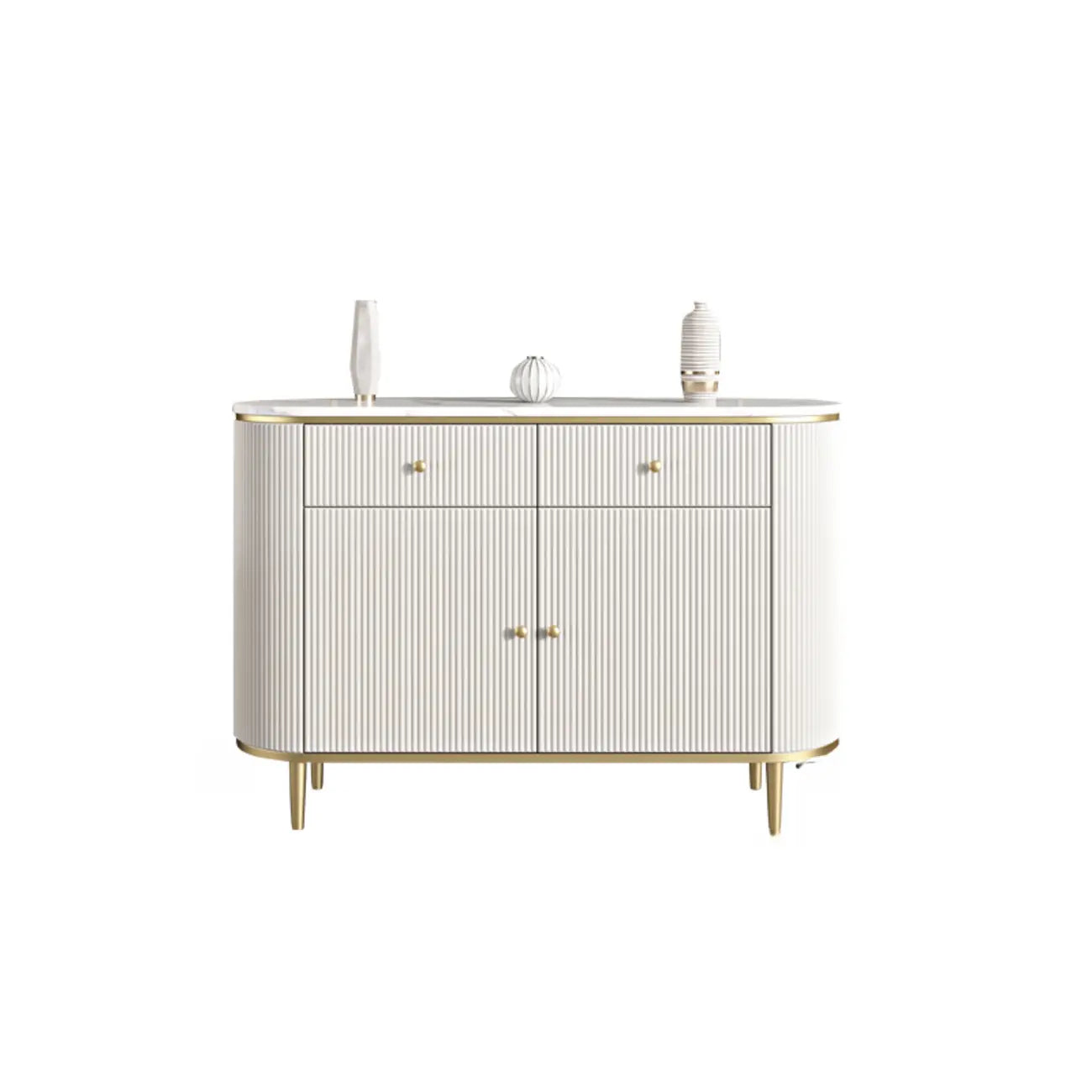 Armoire de rangement ovale imperméable Glam Stone avec 4 tiroirs