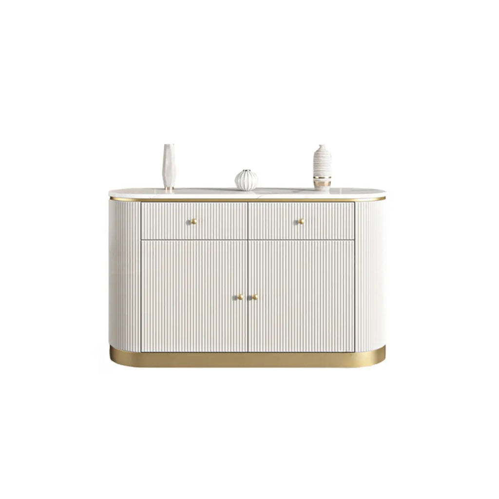 Armoire de rangement ovale imperméable Glam Stone avec 4 tiroirs