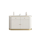 Armoire de rangement ovale imperméable Glam Stone avec 4 tiroirs