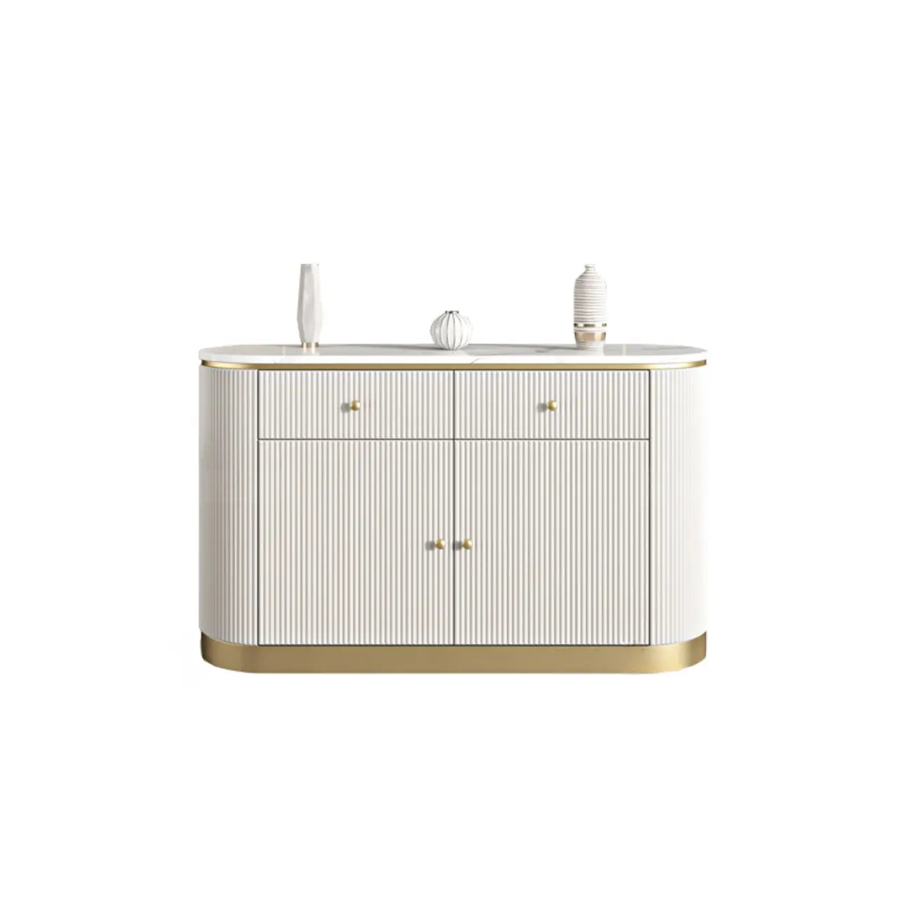Armoire de rangement ovale imperméable Glam Stone avec 4 tiroirs