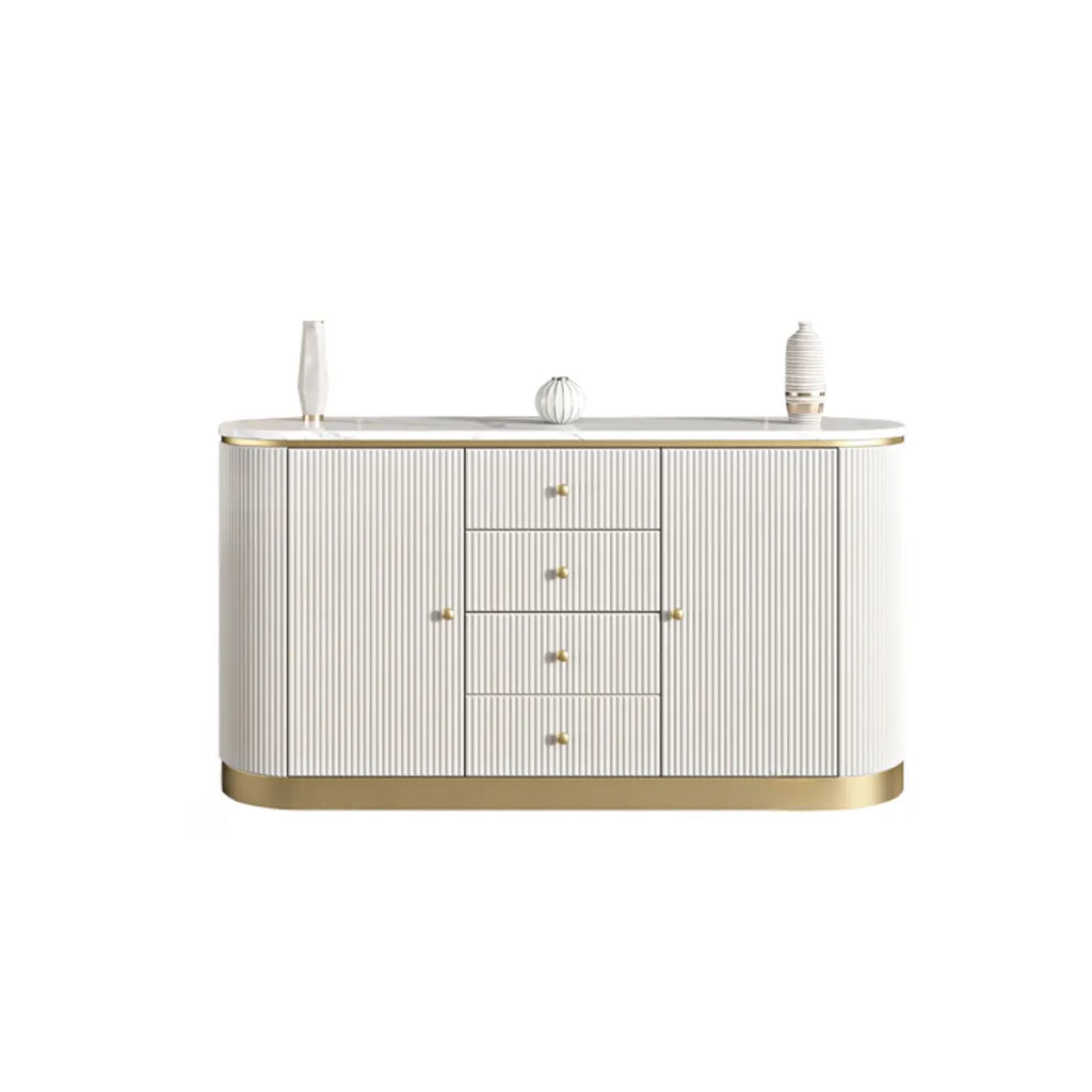 Armoire de rangement ovale imperméable Glam Stone avec 4 tiroirs