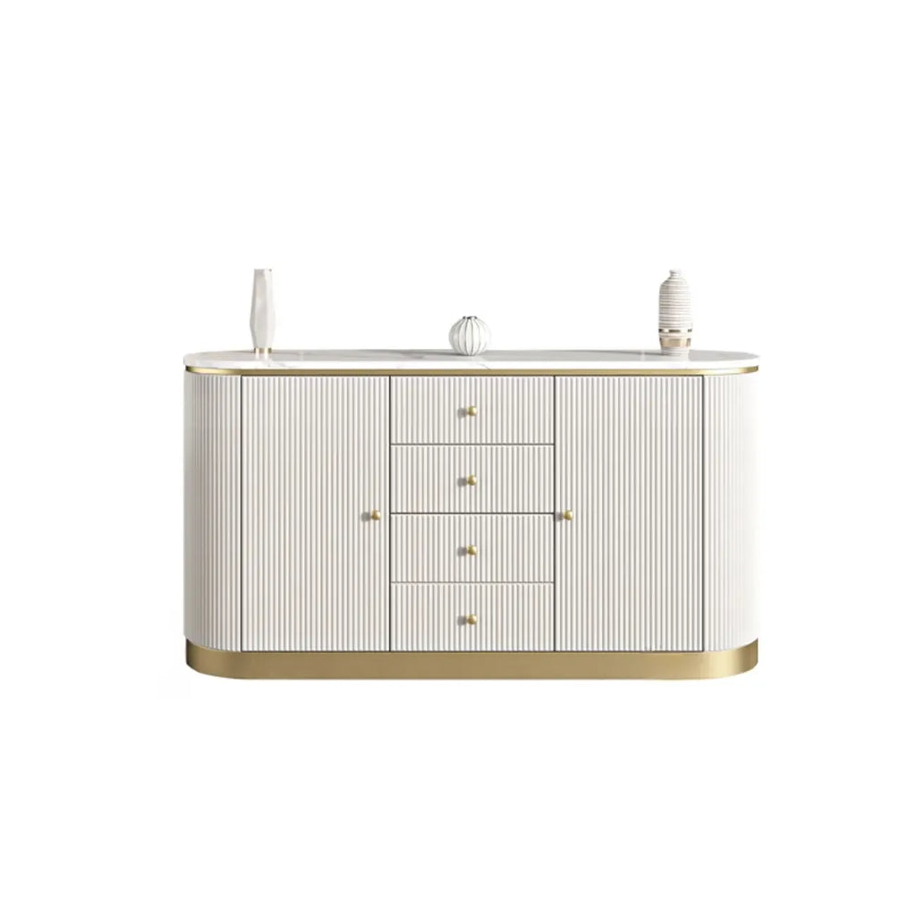 Armoire de rangement ovale imperméable Glam Stone avec 4 tiroirs