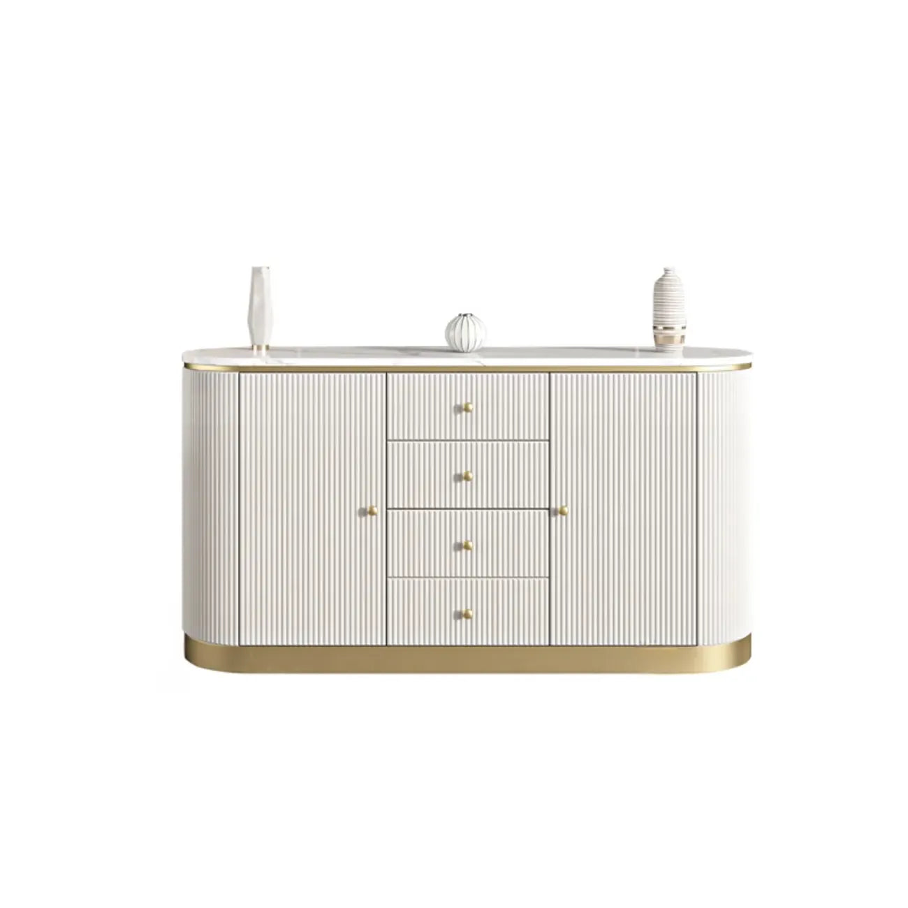 Armoire de rangement ovale imperméable Glam Stone avec 4 tiroirs