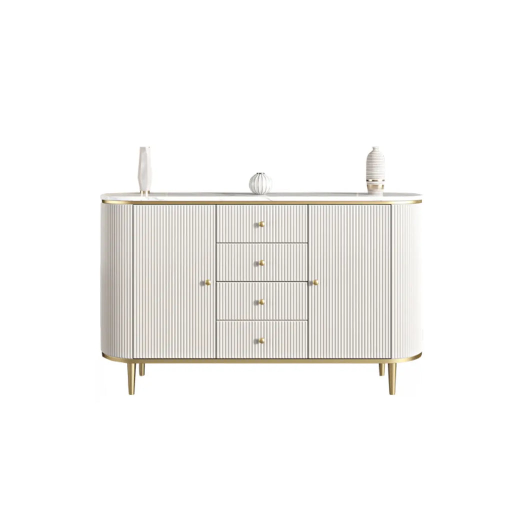 Armoire de rangement ovale imperméable Glam Stone avec 4 tiroirs