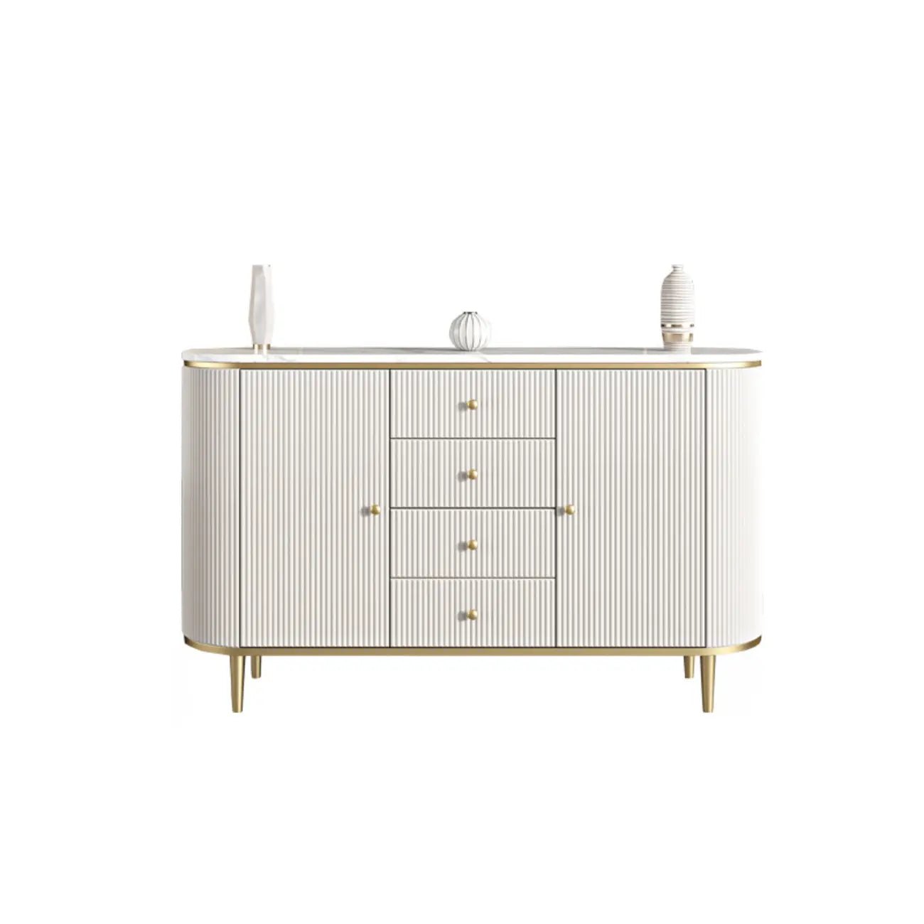 Armoire de rangement ovale imperméable Glam Stone avec 4 tiroirs