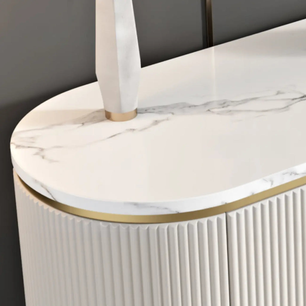 Armoire de rangement ovale imperméable Glam Stone avec 4 tiroirs