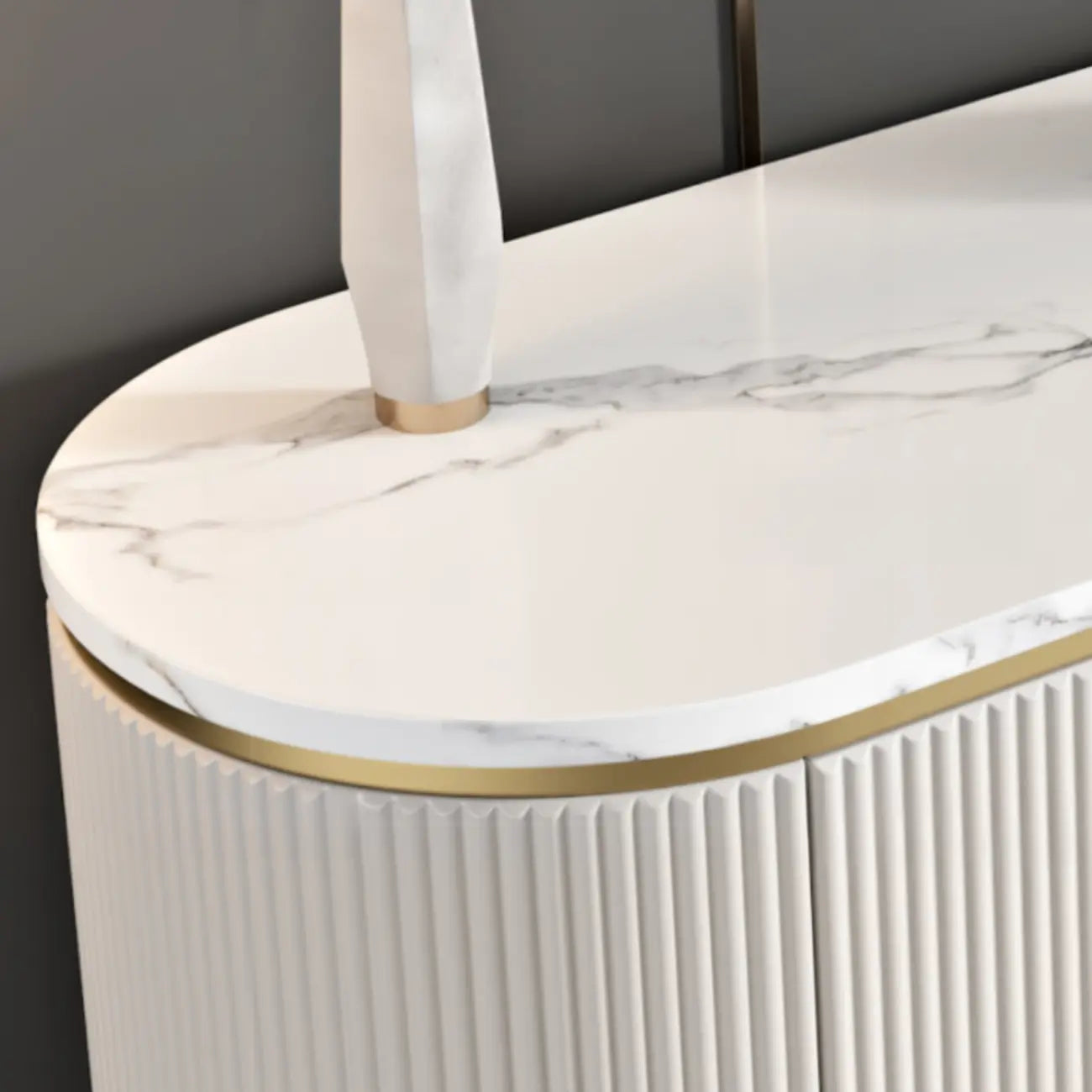 Armoire de rangement ovale imperméable Glam Stone avec 4 tiroirs