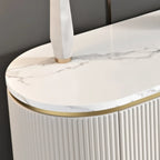 Armoire de rangement ovale imperméable Glam Stone avec 4 tiroirs