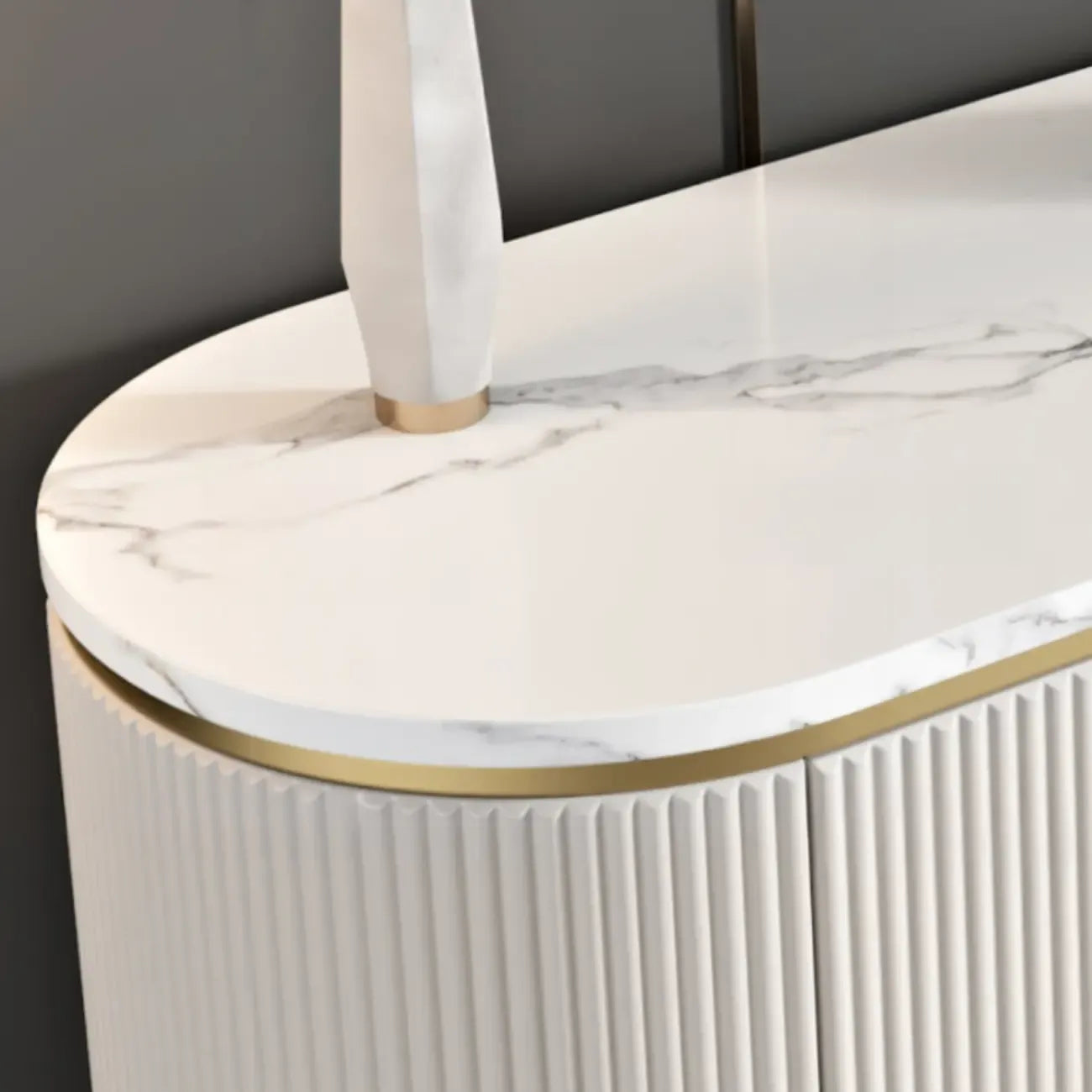 Armoire de rangement ovale imperméable Glam Stone avec 4 tiroirs
